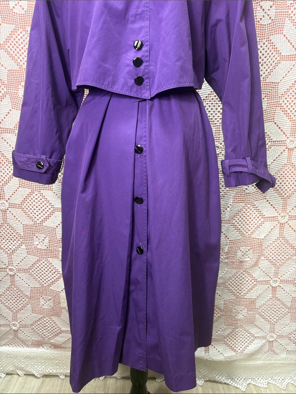 Vintage Northern Climate Purple Trench Coat Size 10 - Picture 12 of 16